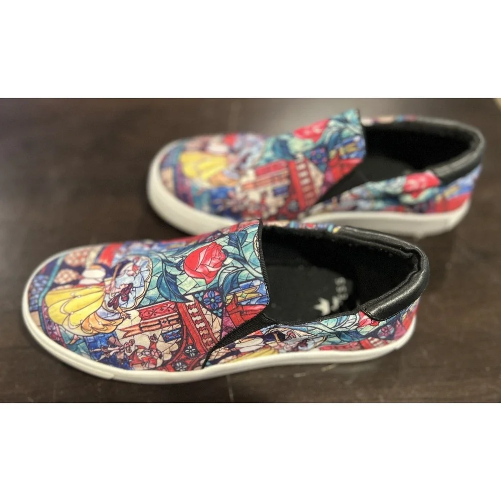Disney Princess Beauty &‎ The Beast Slip On Canvas Wide Width Shoes Size 6WW